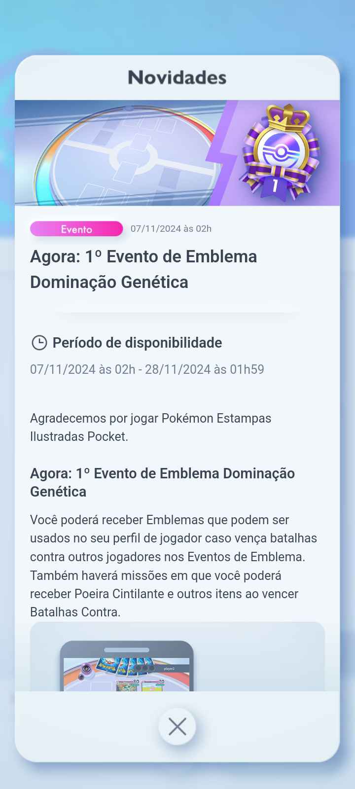 Eventos de batalhas no modo solo e modo PvP do Pokémon TCG Pocket!