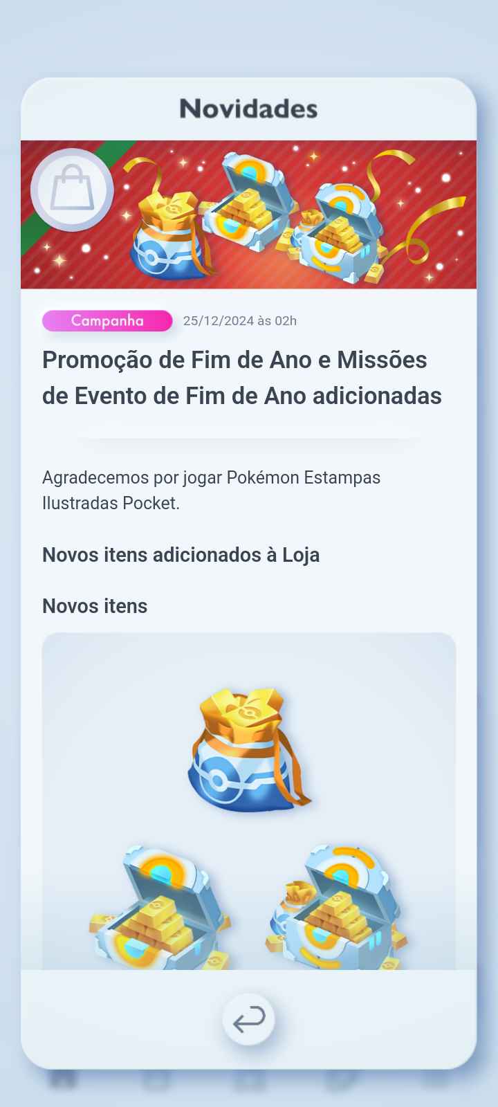 Missões de Evento de Fim de Ano no Pokémon TCG Pocket!